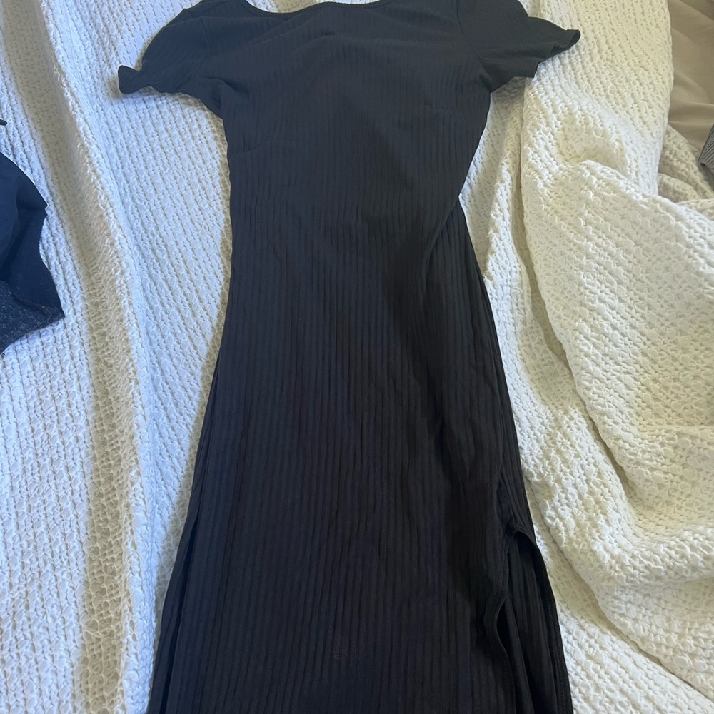 midi ribbed dress with slit